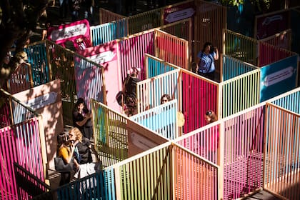 El laberinto fue una de las atracciones más populares de la tarde.