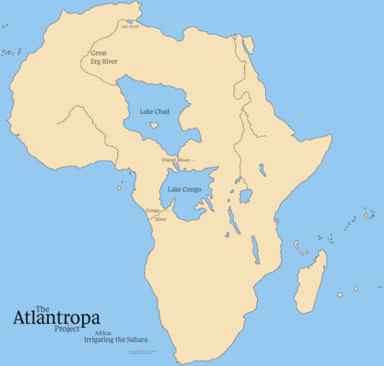 El lago Chad y el lago Congo, que Sörgel proyectaba crear en África