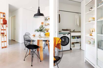 El lavadero se ubicó en lo que era parte del baño principal. El espacio queda perfectamente disimulado con puertas push laqueadas.