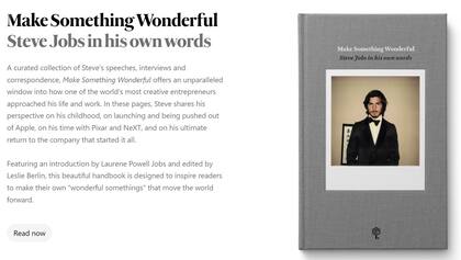 El libro con las frases y entrevistas a Steve Jobs, Make Something Wonderful, se puede leer online o descargar gratis en formato Epub
