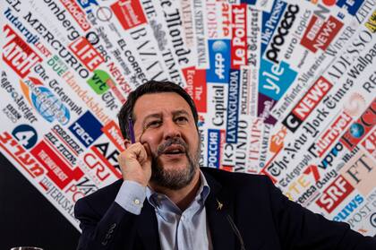 El líder de la Liga, vicepremier y ministro de Transporte, Matteo Salvini.(AP/Domenico Stinellis, File)