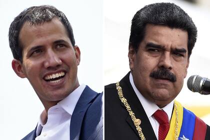 El líder opositor Juan Guaidó y el presidente venezolano Nicolás Maduro