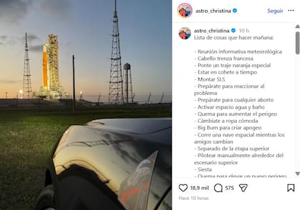 El listado de actividades de Christina Koch