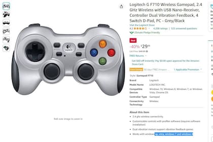 El Logitech Gamepad F710, que se consigue a US$30, es muy similar al gamepad mediante el cual se controla el submarino desaparecido en busca del Titanic el domingo pasado