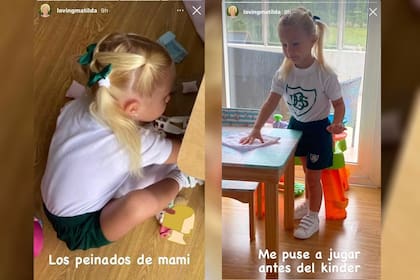 El look de Matilda Salazar para su primer día de clases con un peinado hecho por su mamá