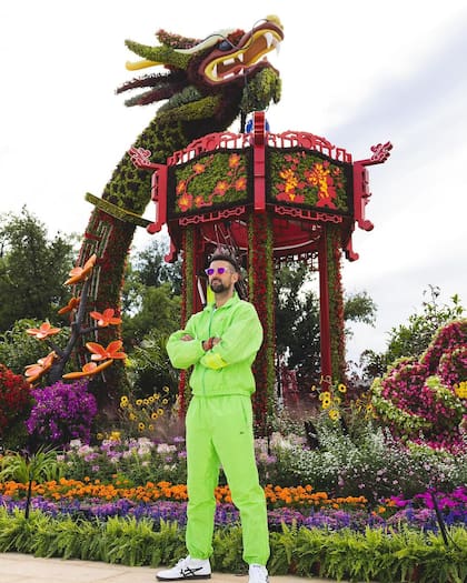 El look de Novak Djokovic posando con su look verde (Foto/Instagram: @djokernole)