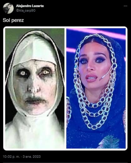 El look de Sol Pérez desató una catarata de memes y la compararon con la protagonista de La Monja (Foto: Captura de Twitter)