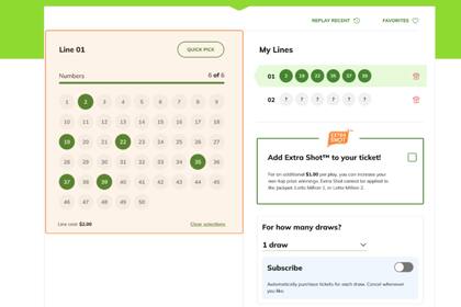 El Lotto se juega tres veces por semana en tiendas, en línea y por aplicación