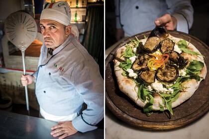 El maestro pizzero Carlo Primo y sus creaciones.