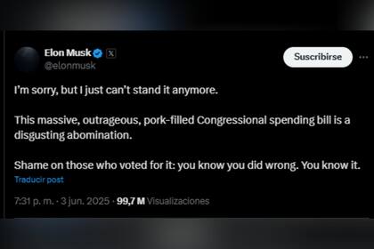 El magnate multimillonario expresó un duro apunte contra la administración Trump en redes sociales