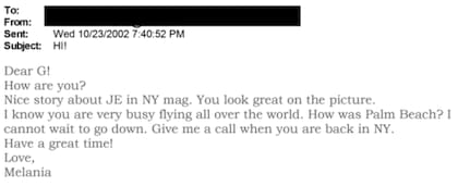 El mail que le habría mandado Melania Trump a Ghislaine Maxwell