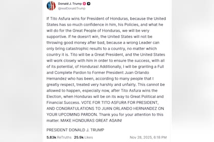 El mandatario estadounidense se pronunció sobre los comicios en Honduras y respaldó a un candidato