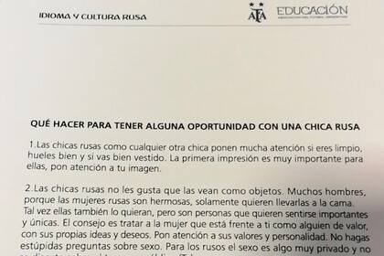 El manual que distribuyó la AFA