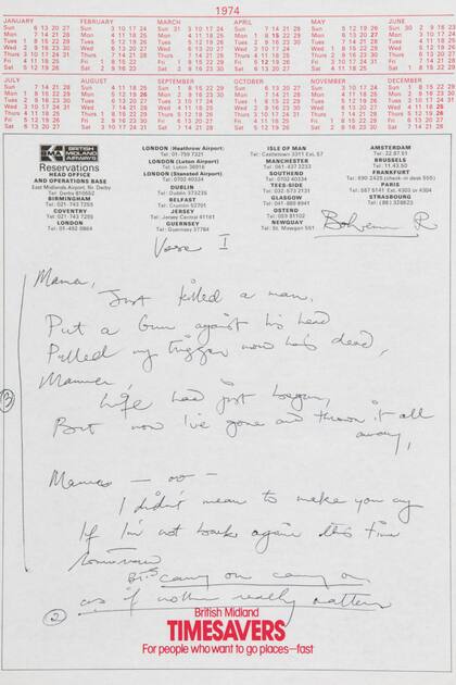 El manuscrito de trabajo con la letra de “Bohemian Rhapsody” autografiado por él, cuyo valor de venta estimado es de entre 1900 y 2500 dólares.

