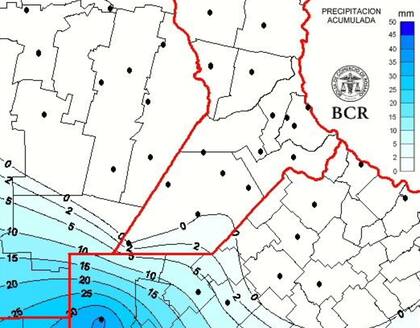 El mapa actual de lluvias refleja lluvias de más de 50 milímetros