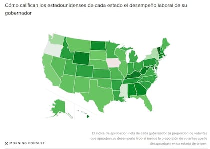 El mapa con los estados donde mayor saldo neto tienen sus gobernadores entre su imagen positiva y negativa
