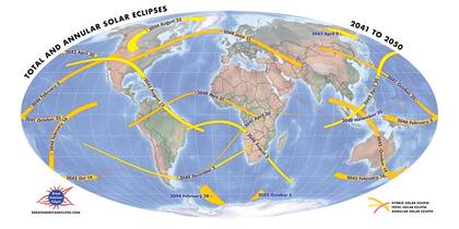 El mapa con los próximos eclipses de Sol que se verán en su totalidad en EE.UU.
