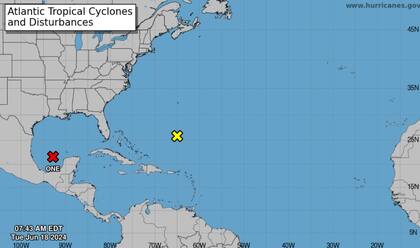 El mapa de advertencias por desarrollo ciclónico del Centro Nacional de Huracanes de EE.UU.