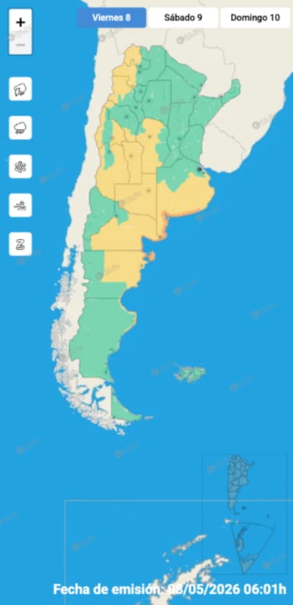 El mapa de alertas del SMN para este viernes