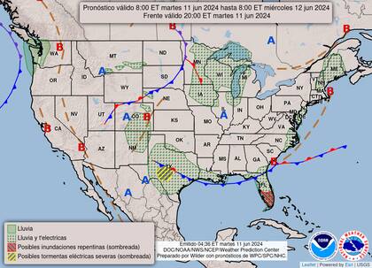 El mapa de alertas en el pronóstico del clima para este martes en EE.UU.
