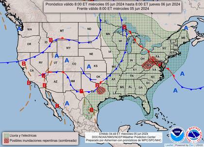 El mapa de alertas por inundaciones repentinas para este jueves 5 de junio
