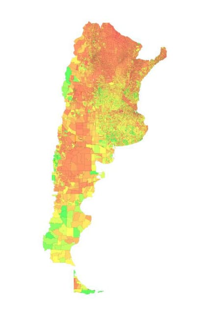 El mapa de calidad de vida elaborado por el Conicet