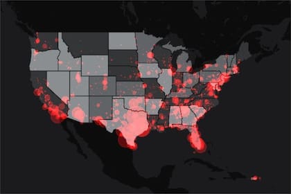 El mapa de calor del sitio web Aliens.gov muestra los arrestos del ICE por estado en EE.UU.