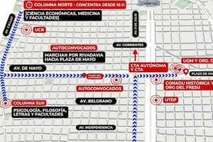 Cuáles son las calles afectadas por la Marcha Federal Universitaria