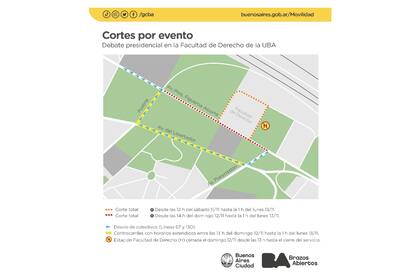El mapa de cortes y desvíos por el debate presidencial entre Sergio Massa y Javier Milei