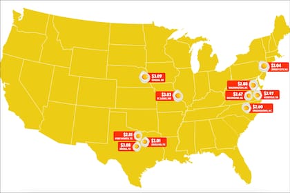 El mapa de DoorDash muestra las ciudades con los desayunos más asequibles en EE.UU., con tres áreas de Texas incluidas