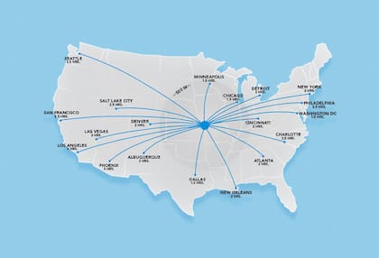 El mapa de la AFA para explicar la elección de Kansas como sede para la concentración de Argentina durante el Mundial 2026