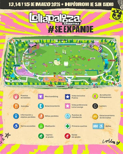 El mapa de la edición 2026 del Lollapalooza