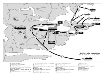 El mapa de la Operación Rosario.