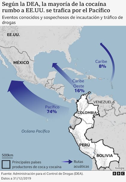 El mapa de las drogas.