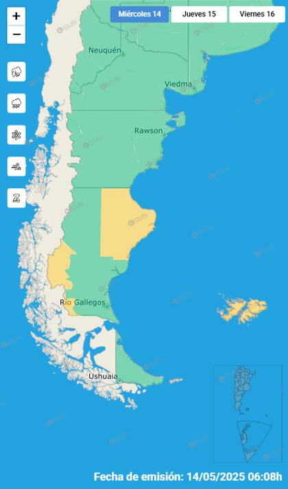 El mapa de las alertas en el país.