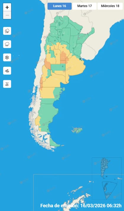 El mapa de las alertas en el país