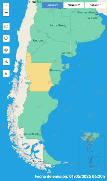El mapa de las alertas para este jueves.