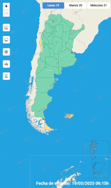El mapa de las alertas para este lunes.