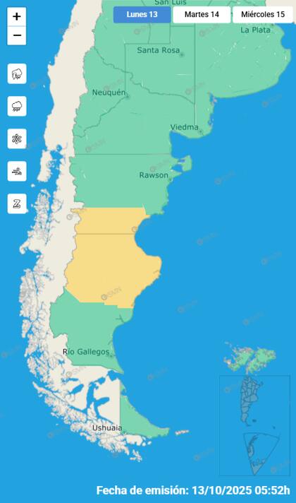 El mapa de las alertas para este lunes.