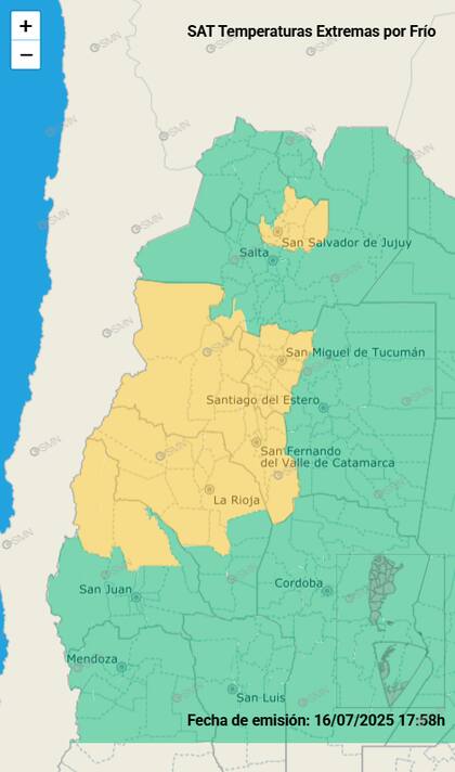 El mapa de las alertas para este jueves.