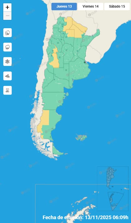 El mapa de las alertas para este jueves.