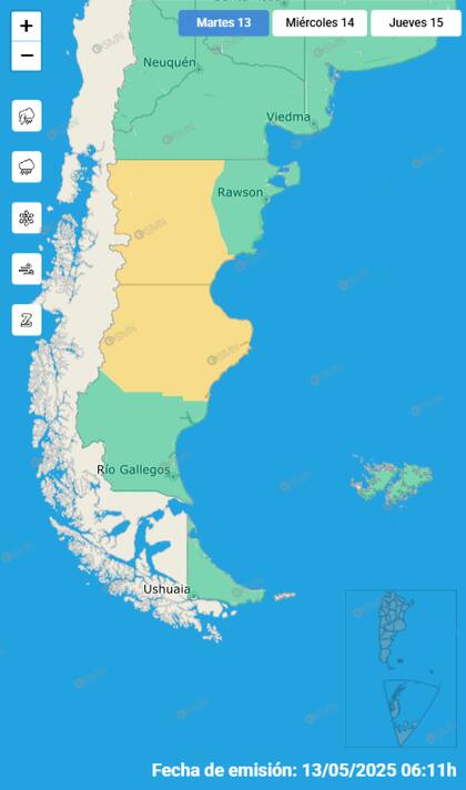 El mapa de las alertas para este martes.