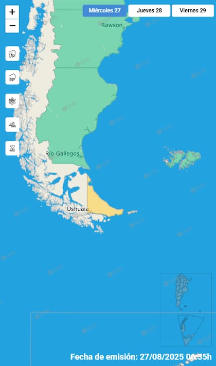 El mapa de las alertas para este miércoles.