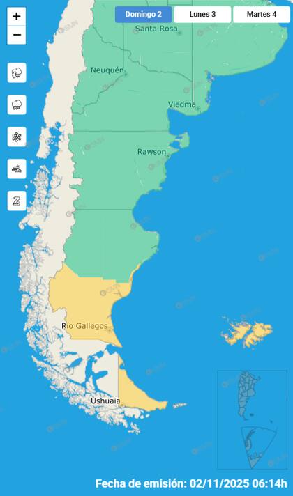 El mapa de las alertas para este domingo.