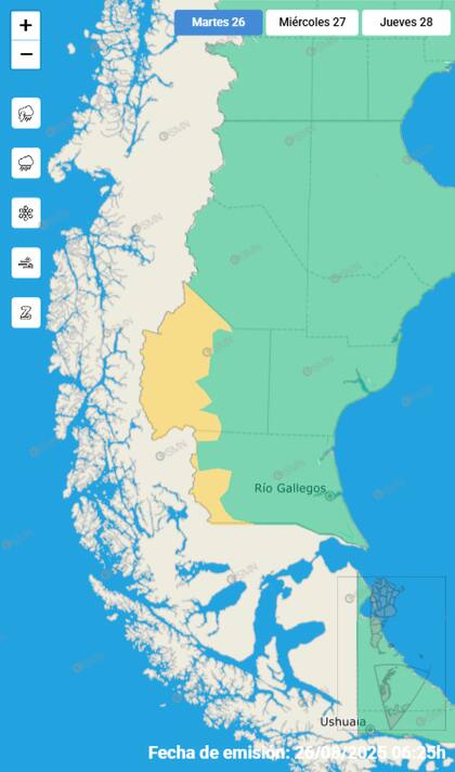 El mapa de las alertas para este martes.
