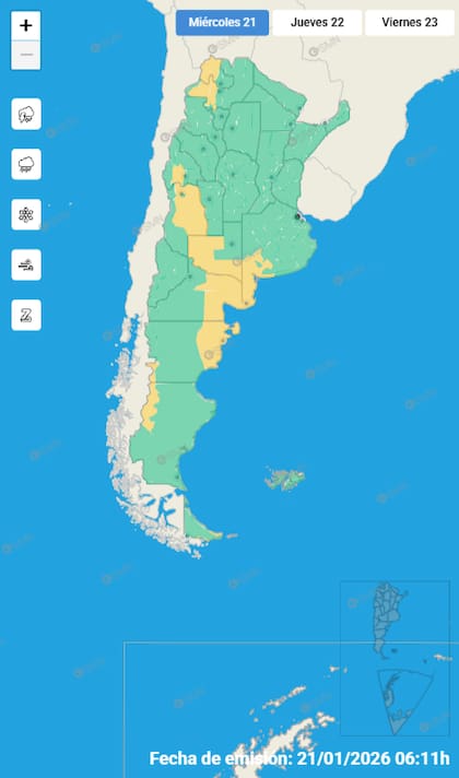 El mapa de las alertas por tormentas.