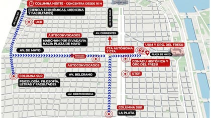 El mapa de las movilizaciones en la Ciudad de Buenos Aires