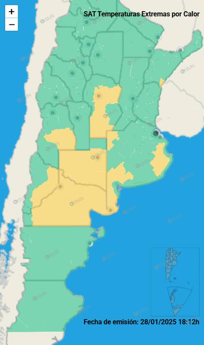 El mapa de las temperaturas para este miércoles.