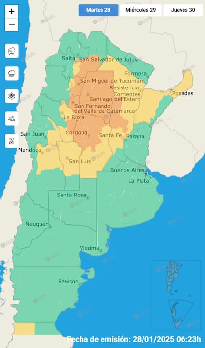 El mapa de las tormentas para este martes.