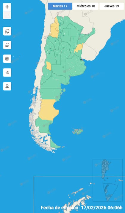 El mapa de las tormentas para este martes.